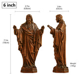 Hand Carved Sacred Heart of Jesus Virgin Mary Wooden Tabletop Ornament