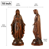 Hand Carved Sacred Heart of Jesus Virgin Mary Wooden Tabletop Ornament