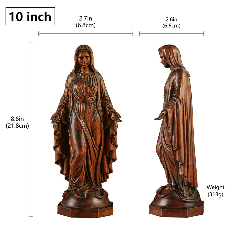 Hand Carved Sacred Heart of Jesus Virgin Mary Wooden Tabletop Ornament