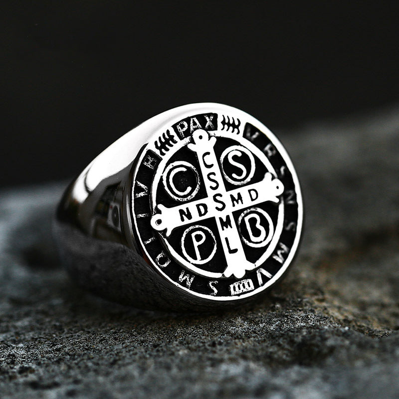 Saint Benedict Medal Stainless Steel Ring – BGCOPPER