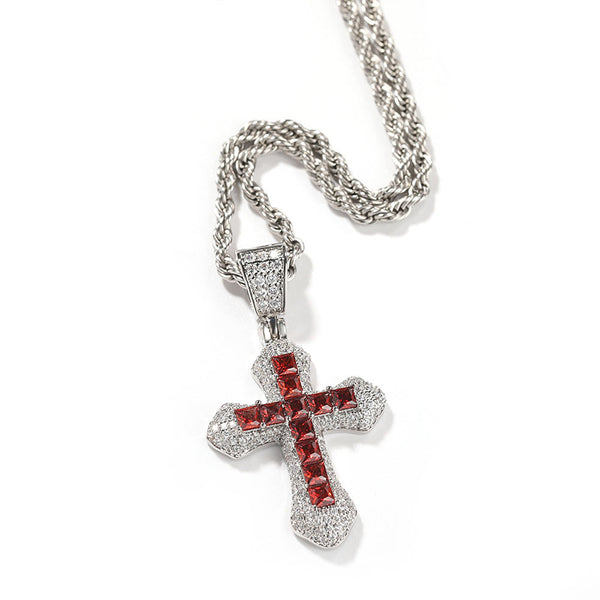 Stunning Diamond-Set Titanium Cross Necklace