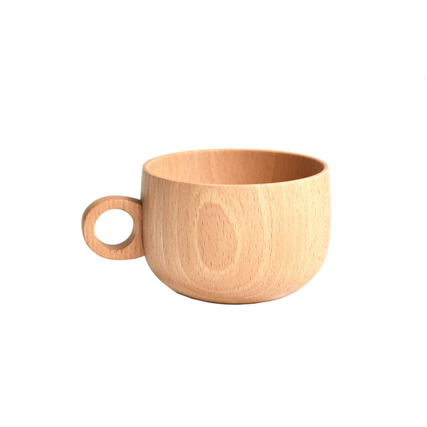 Natural Beech Wooden Tea Coffee Cup Mug With Spoon Saucer