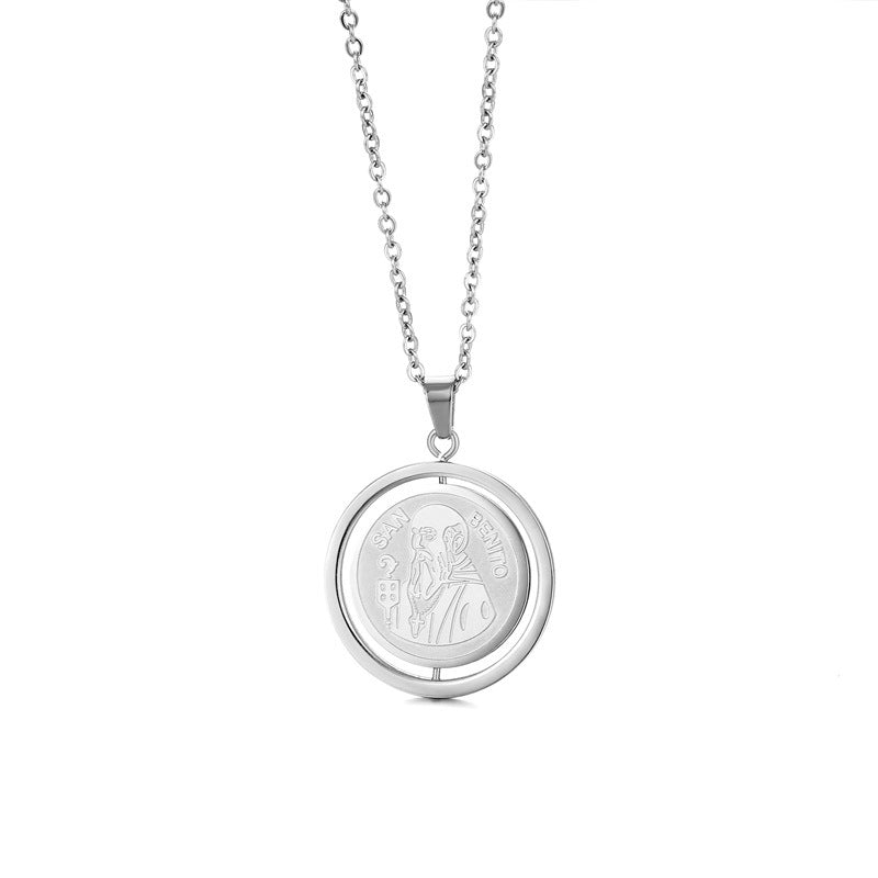 Saint Benito Medal Rotatable Pendant