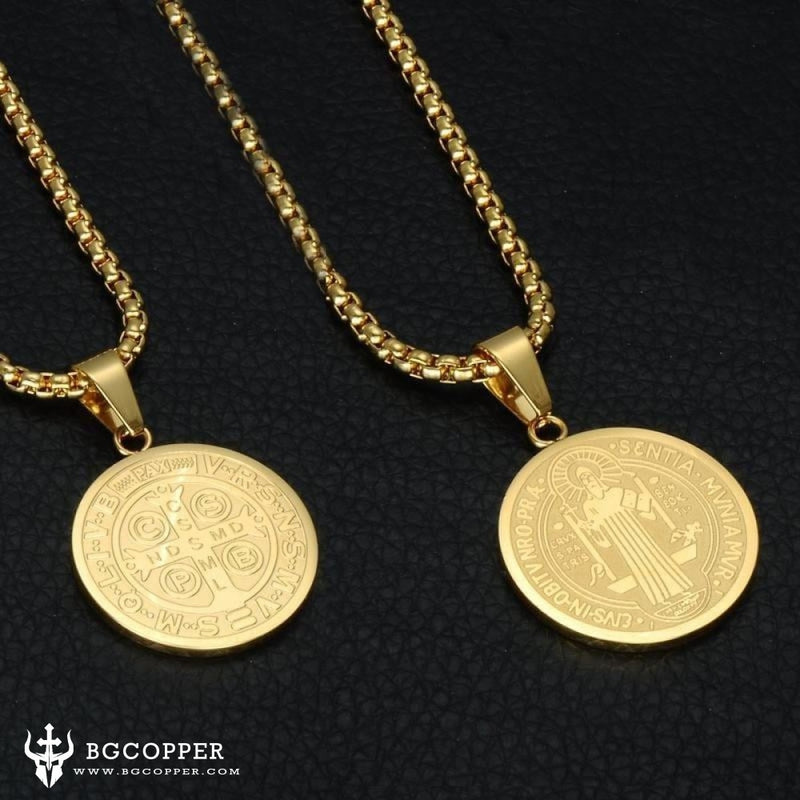 Saint Benedict coin medal couple Necklace - BGCOPPER