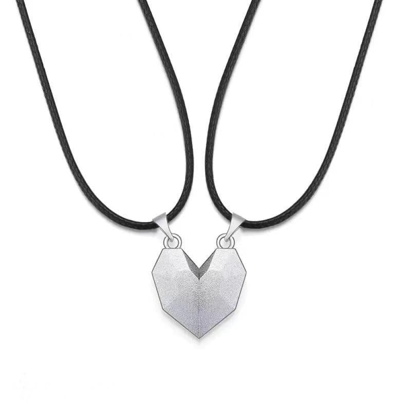 Magnetic Couples Heart Necklaces - Couple Jewelry | Infinity Charm White Heart with Hands | Silver Necklaces