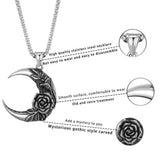 Retro Crescent  moon rose necklace for hope and love - BGCOPPER