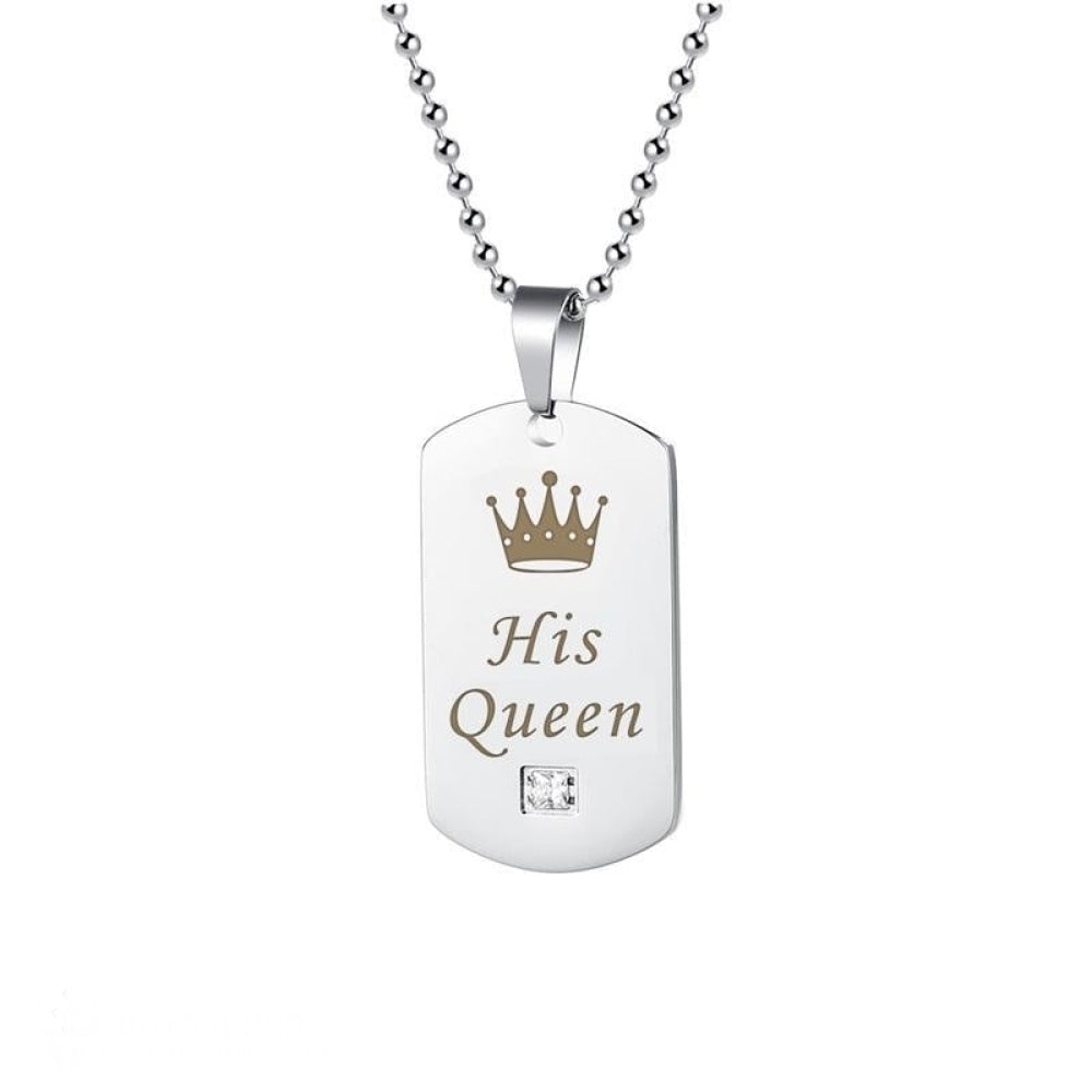 Stainless Steel Couple Necklaces With Crown Tags And Engraved Pendant  Necklace Beautifully Designed For Lovers, Women, Men, And Her King, His, Or  Queen From Huierjew, $1.13 | DHgate.Com