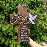 Ornate "Love" "Faith" "Hope" Wooden Cross, Solid Wood Cross