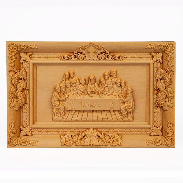 Limited: Southern European boxwood Jesus Last Supper - Religious Vatican Christian Wall Art Sculpture