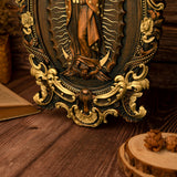 Religious gift with rich details of the wooden statue of Our Lady of Guadalupe