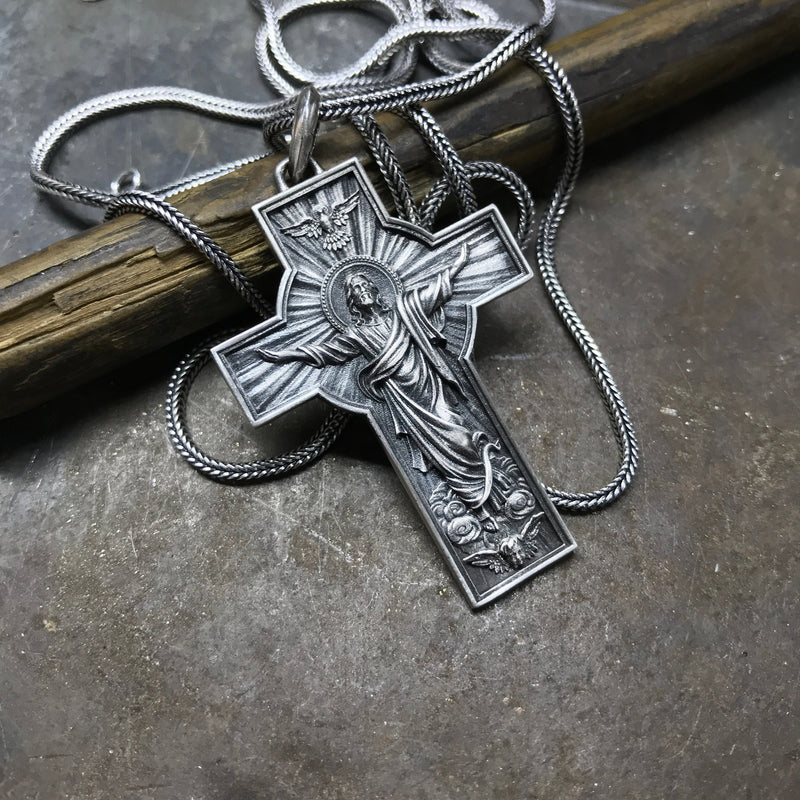 Bgcopper 6 inches Savior Jesus Cross Wood carving - Mini version