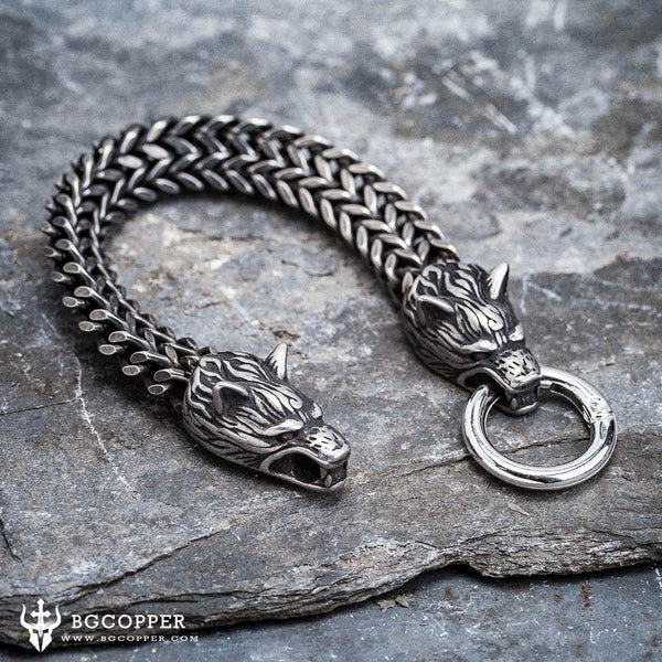 Viking titanium steel wolf head bracelet - BGCOPPER